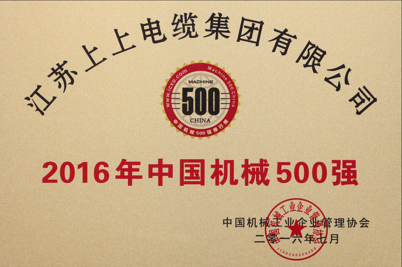 必发电缆一连11年入选“中国机械500强”