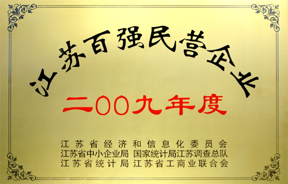 必发荣获2009年度“江苏百强民营企业”
